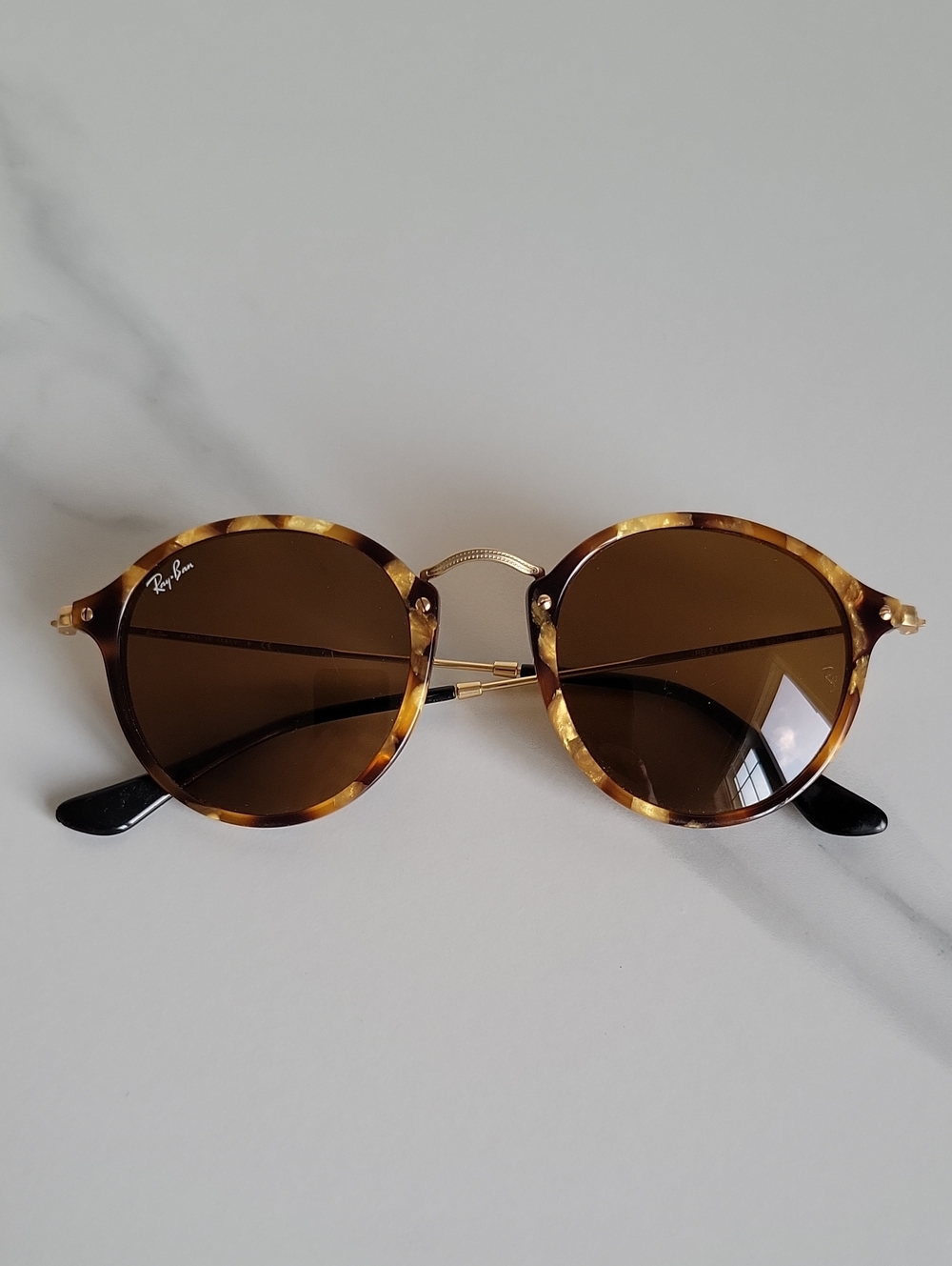 Ray-Ban Tortoiseshell Round Sunglasses - Brown Lenses